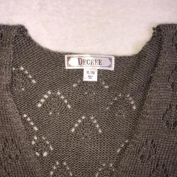 Mocha Brown Knit Bow V-Neck Long Sleeve Sweater Dress - Picture 6 of 6